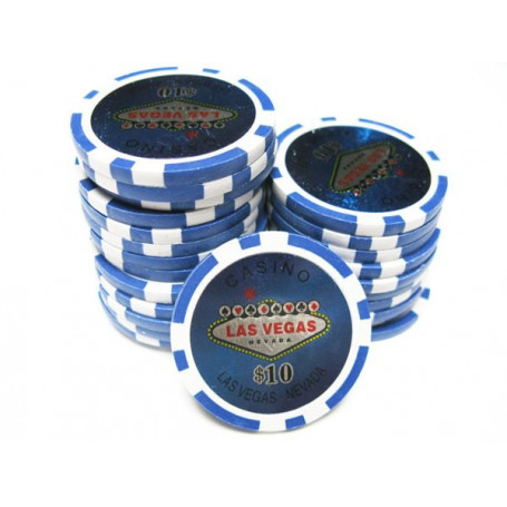 jeton de poker las vegas bleu foncé 10
