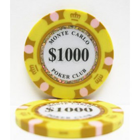 25 Jetons MONTE CARLO GOLD OLD 1000