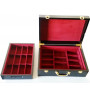 Coffret Bois Noir et velours bordeau vide capacité 500 Jetons