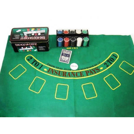 Boite métal avec 200 jetons SUITED + tapis