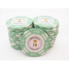 25 Jetons MONTE CARLO DOLLAR VERT PALE 10