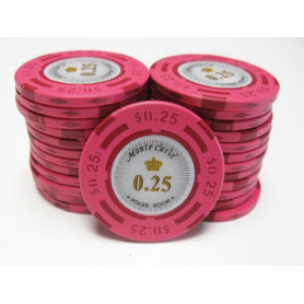 25 Jetons MONTE CARLO DOLLAR ROSE 0.25