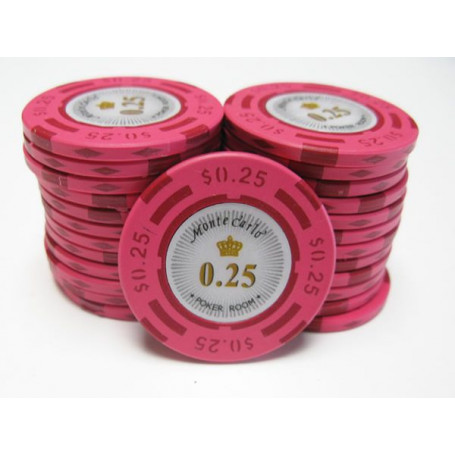 25 Jetons MONTE CARLO DOLLAR ROSE 0.25