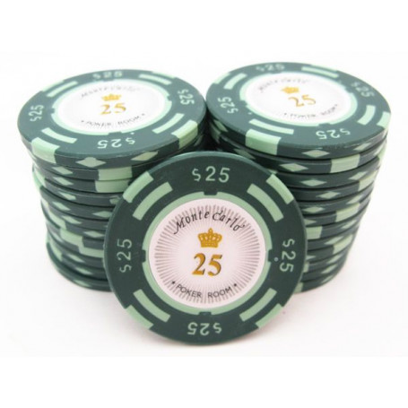 25 Jetons MONTE CARLO DOLLAR VERT 25