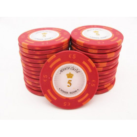 25 Jetons MONTE CARLO EURO ROUGE 5