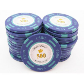 25 Jetons MONTE CARLO EURO BLEU 500