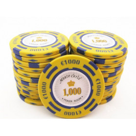 25 Jetons MONTE CARLO EURO JAUNE 1000