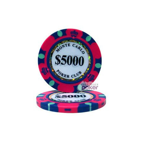 25 Jetons NEW MONTE CARLO GOLD ROSE 5000